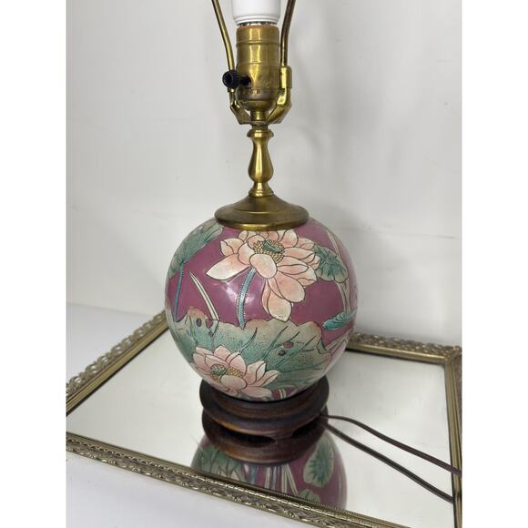 Vintage Chinese Porcelain Ginger Jar Lamp Floral Painted with Brass Detail with - Picture 3 of 8